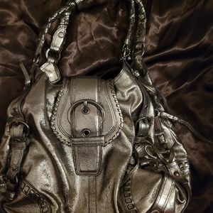 Limited edition Coach meatillic gun metal/ silver shoulder bag